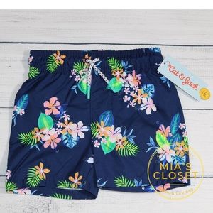 NWT Cat & Jack Floral Print Swim Trunks